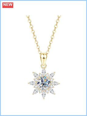Sunflower Moissanite Pendant Necklace 14K Gold Plated